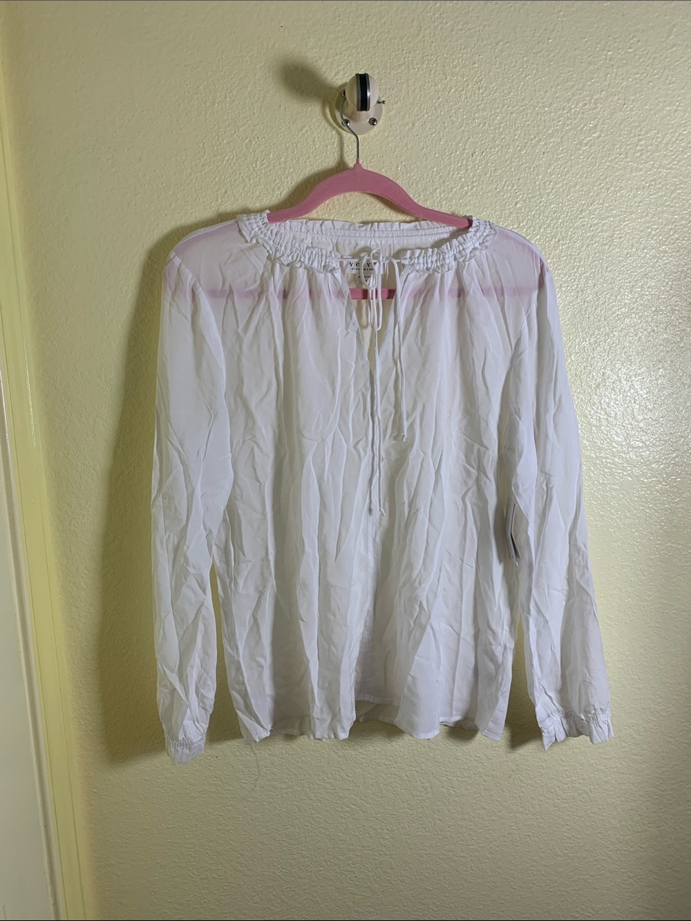 NWOT Velvet White Peasant Blouse, Size M